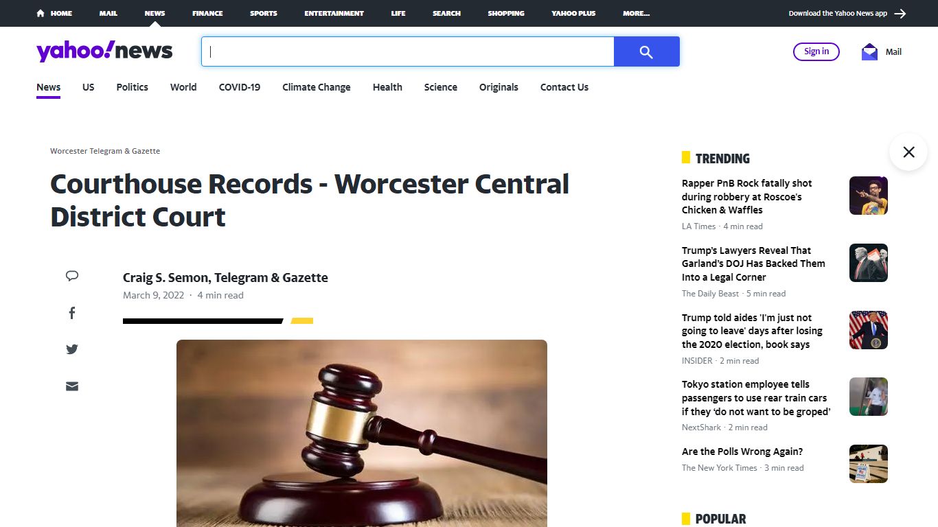 Courthouse Records - Worcester Central District Court - Yahoo! News